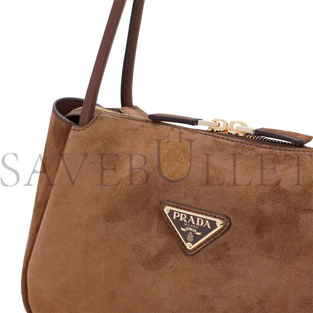 Pra*a medium suede shoulder bag 1ba444 (28*16*10.5cm)